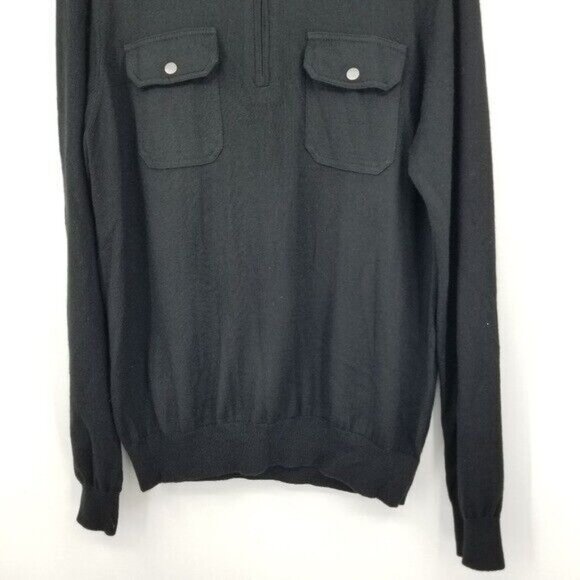 Michael Kors Wool Blend Black Long Sleeved 1/4 Zip Sweater Large Smart Casual - Picture 7 of 9